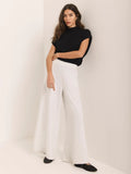 Mint Velvet Natural Pinstripe Wide Trousers