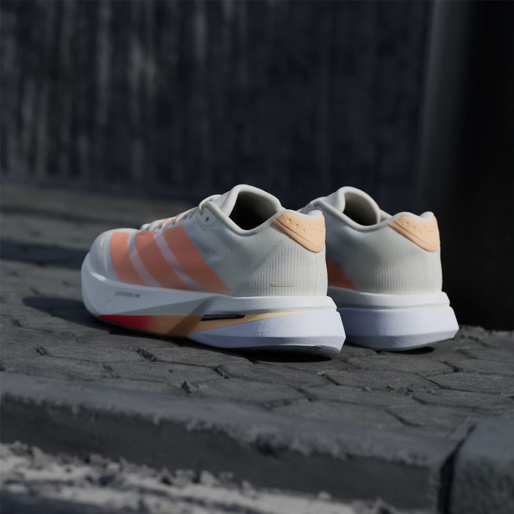 adidas Adizero Boston 13 Women's Running Shoe - Off White/Beam Orange/Acid Orange