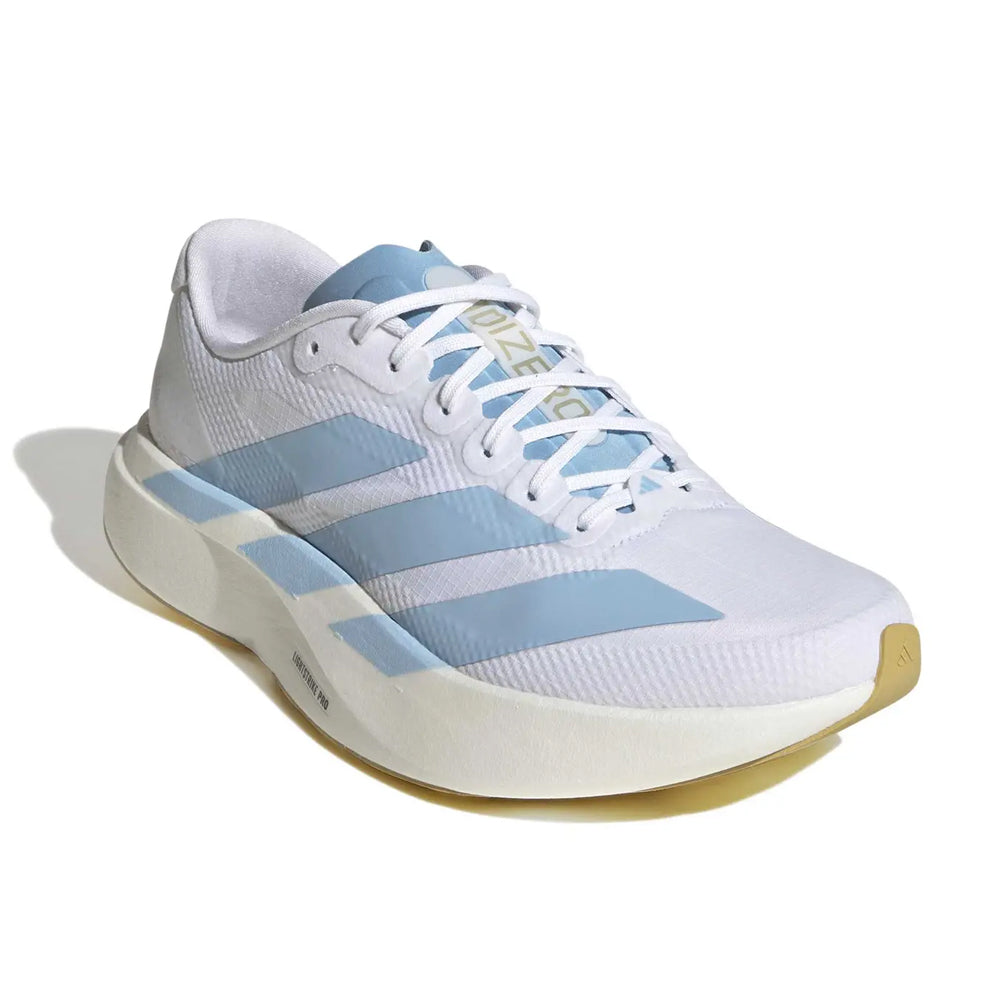 adidas Adizero Evo SL Woven Women's Running Shoe - White/Clear Blue/Matte Gold