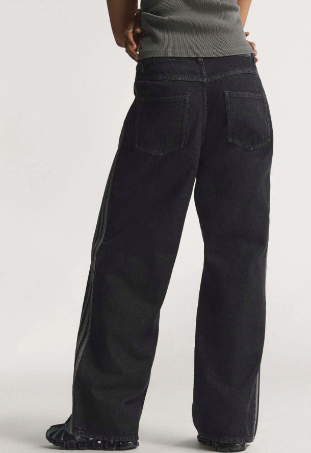 adidas Originals Black Denim Firebird Loose Track Pant Trousers