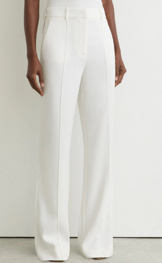 Reiss Ivory Quinn Petite Wide-Leg Seam-Detail Trousers