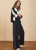 Mint Velvet Blue Scallop Striped Wide Trousers