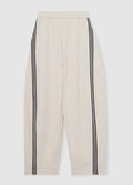 Reiss Cream Elle Barrel-Leg Side-Stripe Trousers