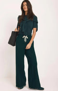 Mint Velvet Green Side Stripe Wide Trousers