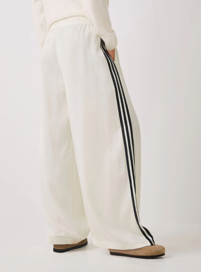 adidas Originals White Adicolor Satin Wide Leg Joggers